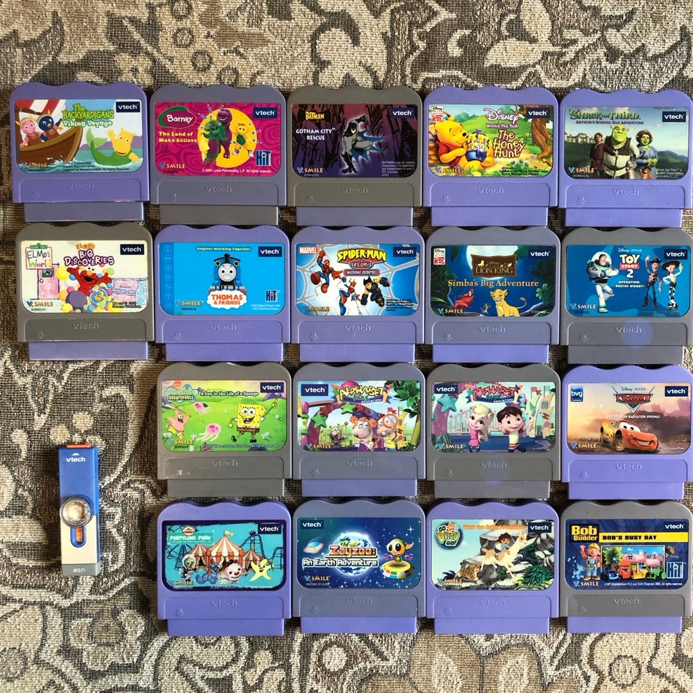 Lot of 20 Vintage V-Tech V- Smile Games and USB Stick. Lot #2.